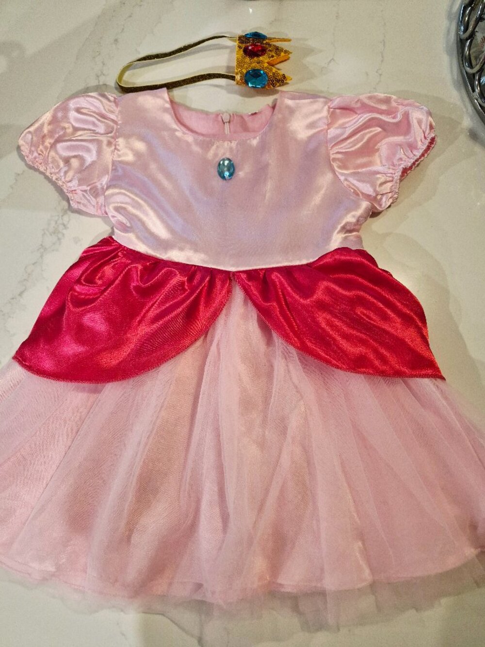 Princess Peach Dress with Crown Headband, 12M